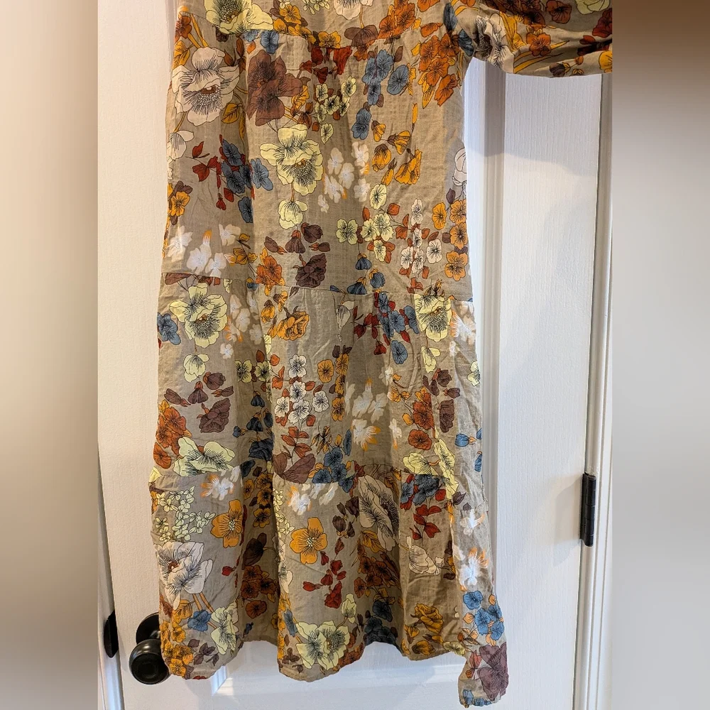 Natural Life Patti Palazzo Pants Wide Leg Floral Tiered Tan Size M Bohemian - Picture 12 of 14